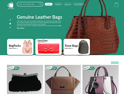 Bags Shoping Landing Page 2 adobe illustrator adobe photoshop adobe xd landing page logodesign photo editing uidesign ux design web design
