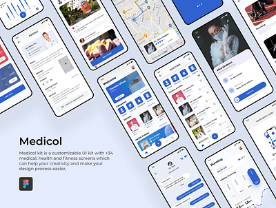 Medicol - medical app UI kit design graphic design mobile app mobile ui ui ui design ui kit uiux ux ux design web design website