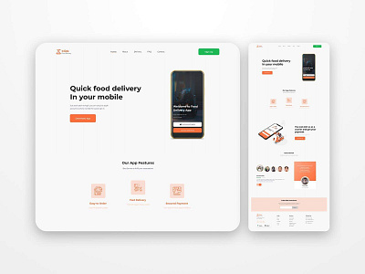 Food Order Landing Page design icon illustrator typography ui ux web website