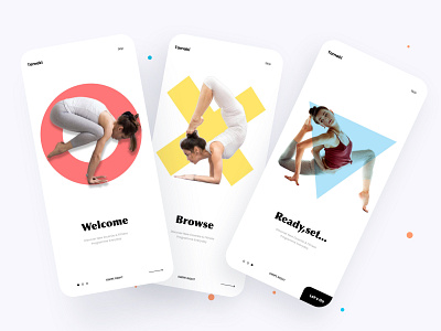 Yoga app onboarding design illustration logo ui ux vector web website