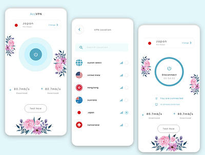 VPN Mobile App Concept design icon illustration illustrator ui ux web website