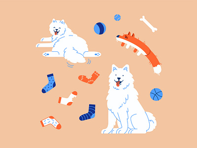Good girls 2d ball character colors dog flat illus illustration illustrator pet procreate shape vector