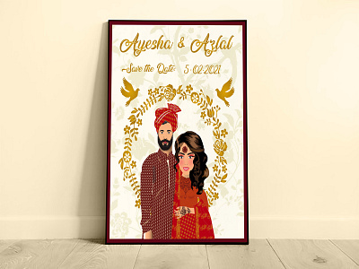 Indian/Pakistani Wedding Card dribbble illustration indian pakistani vector wedding card wedding invitation weeklywarmup