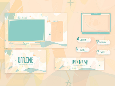 Twitch Overlay Live Stream Pastel Theme Photoshop Template