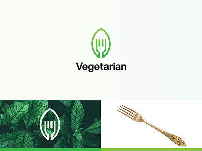 Vegetarian Logo brand branding food logo logodesign logos logotype mark monogram spoon