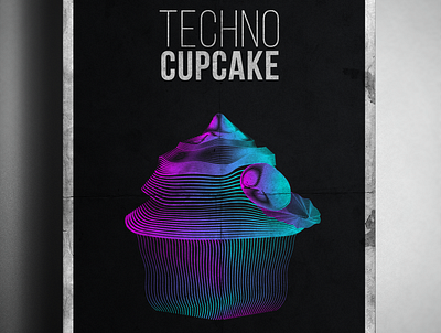 Techno Cupcake blending modes branding cupcake experiment illustrator line art mockup