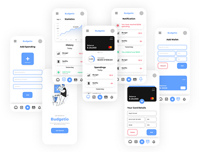 Budgetio budgeting app UI design app design design graphic design ios minimal minimalist logo modern ui ui design uiux user interface