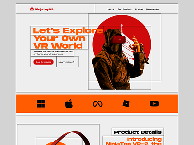 NinjatopVR Retro Styled Landing Page Design figma landingpage retro ui uidesign uiux userinterface ux uxdesign webdesign