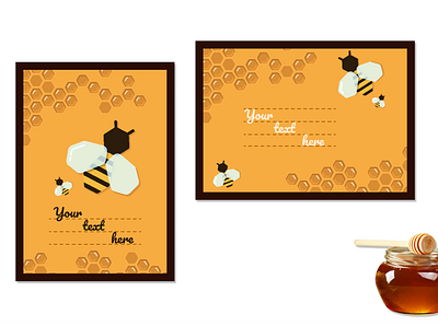 Greeting card on a honey theme bee design flat honeybee illustration postcard vector