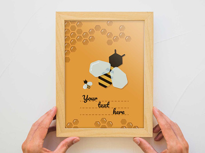 Greeting card on a honey theme. Vertical bee design flat honeybee illustration postcard vector