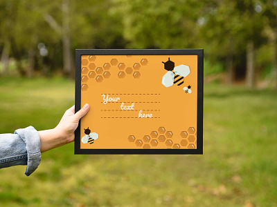 Greeting card on a honey theme. Horizontal bee design flat honeybee illustration postcard vector