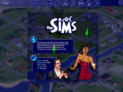 Good old The Sims (2000) banner design design games illustration photoshop simulator the sims ui videogame