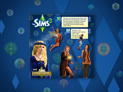 The Sims 3 (2009) banner design design games illustration photoshop sims 3 simulator the sims ui videogame