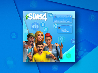 The Sims 4 (2013) banner banner design design games illustration photoshop sims 4 simulator the sims ui videogame