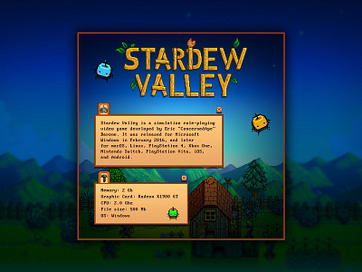 Cute Stardew valley (2016) banner banner design design farmer games illustration photoshop simulator stardew valley ui videogames