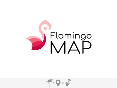 Flamingo map logo art beginner branding colorful design flamingo flat golden ratio illustrator logo map minimal minimalist simple design vector