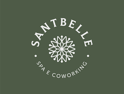 SANTBELLE brand coworking coworking space dandelion design emblem happiness health logo mandala organic pilates symbol union