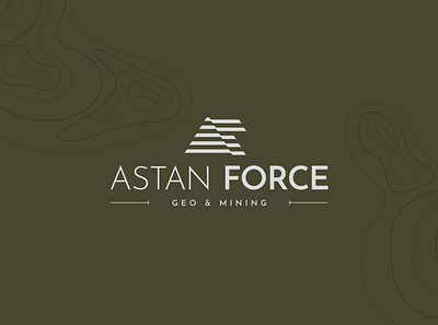 Astan Force brand branding curves design geo geology geometric geometry golden ratio green letter a letter f logo logotype map mining symbol topography