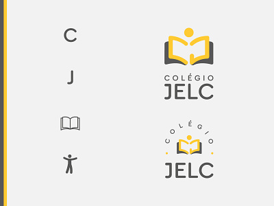 Colégio Jelc book brand branding college design letter c letter j logo logotype people school student symbol union