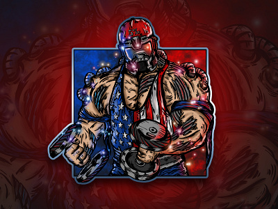 Cyber Bodybuilder american flag cyberpunk cyborg gym illustraion illustration illustration art photoshop