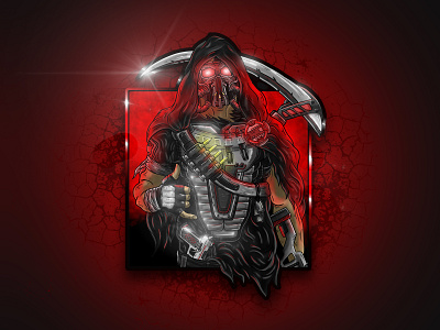 Reaper cyberpunk cyborg illustration art military photoshop print reaper robot skull sniper