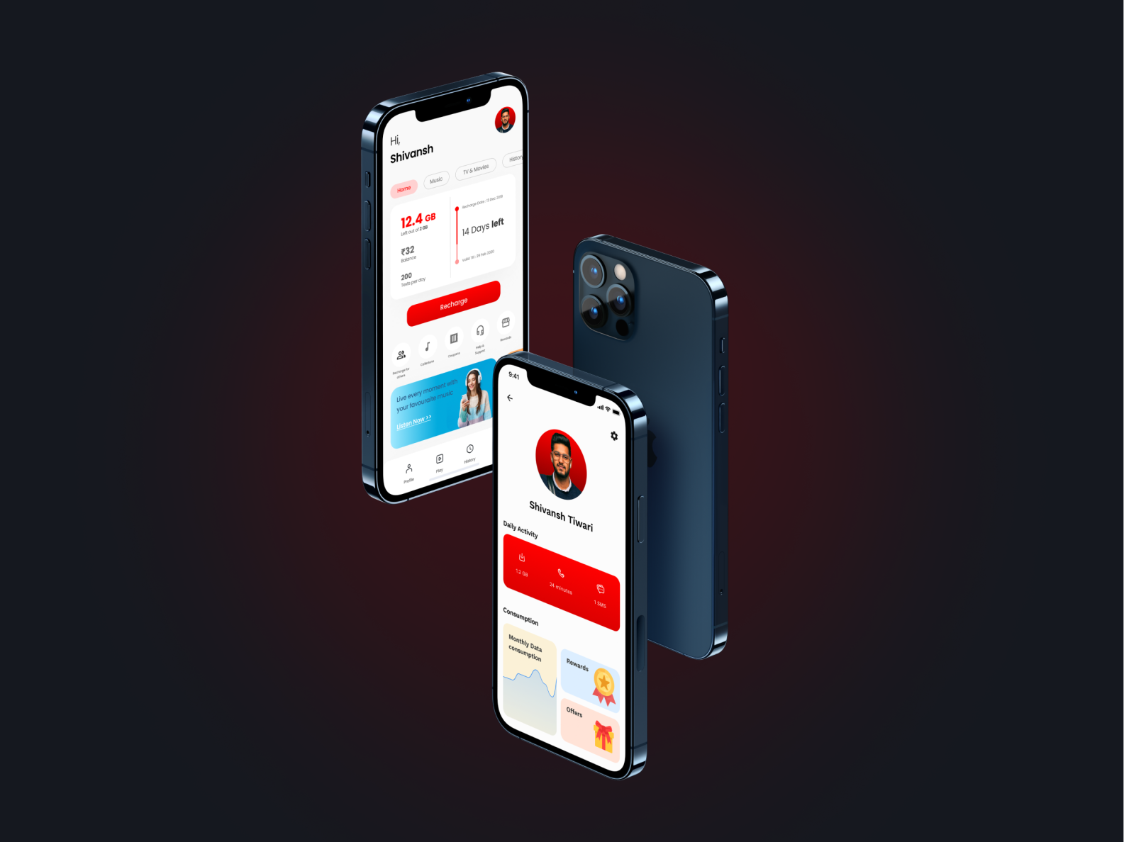 Vodafone Idea App Redesign by Saurabh Joshi on Dribbble