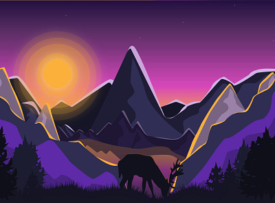 the mountains design flat illustration minimal vector