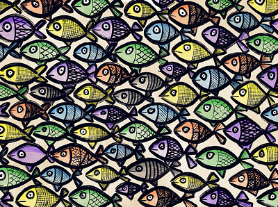 Fish digital art drawing ink procreate watercolor