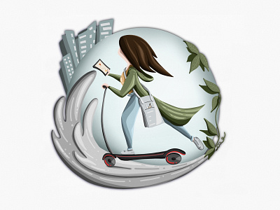 How I spent my summer digital art digital illustration drawing flat girl procreate scooter summer