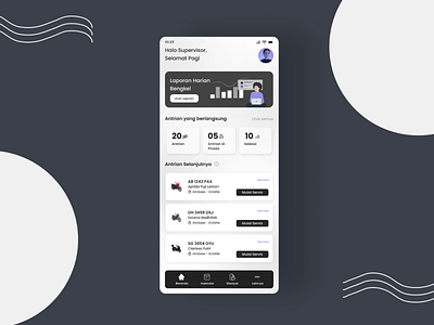 Workshop Monitoring App for Supervisor bengkel mobile app ui design workshop