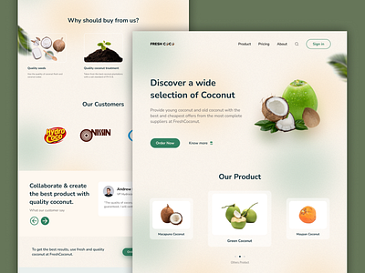 #Exploration - Landing Page Fresh Coconut fresh coconut landing page ui web design