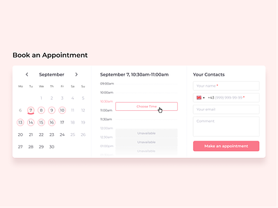 Appointment booking form booking calendar form ui ux web