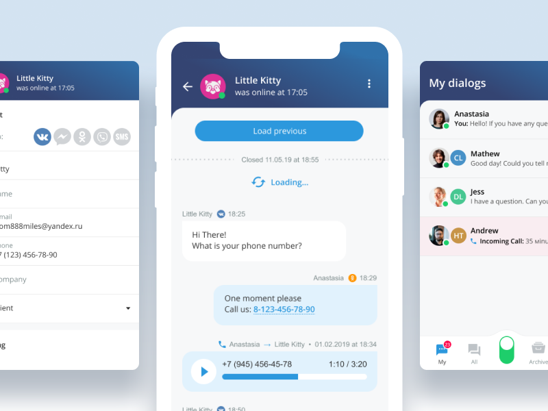 Mobile chat for manager by Eugene Elikov on Dribbble