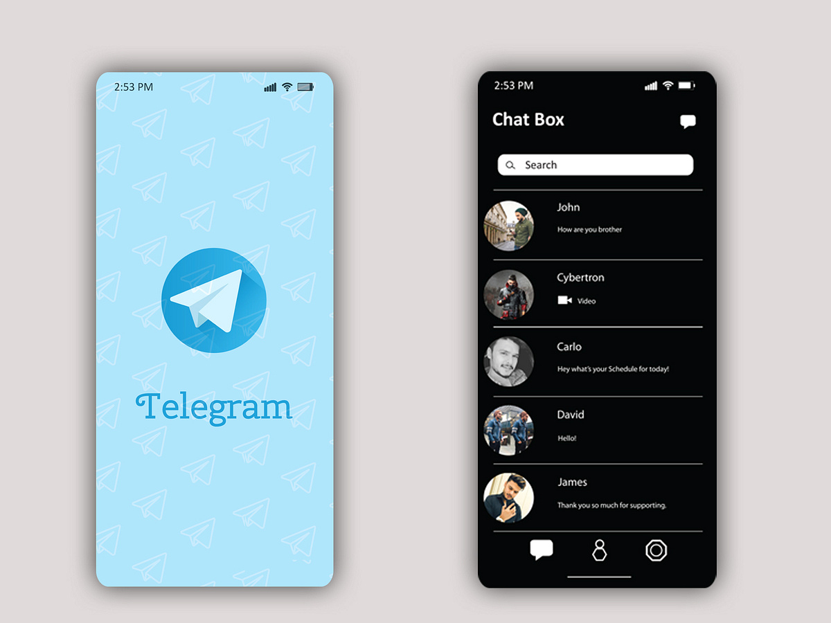 Telegram layout by Arslaan khan on Dribbble