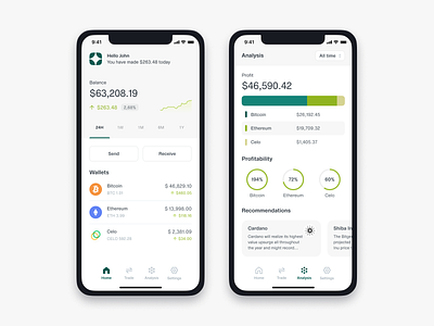 Cryptocurrency Wallet analytics app concept cryptocurrency design finance ios iphone ui wallet