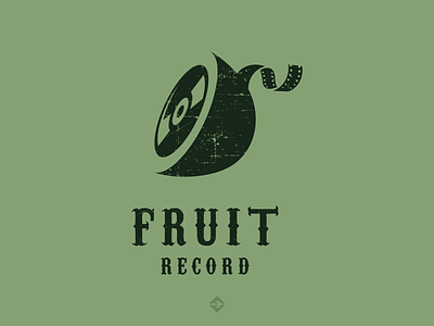 Fruit Record classic dark design flat fresh graphic design green logo timeless vector vintage