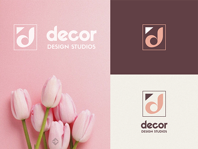 Decor Design Studios branding decoration design feminine flat flower graphic design logo minimal pink simple studio vector
