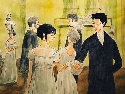 Northanger Abbey art ballroom dance illustration jane austin katherine love movie northanger abbey romance sketch watercolor