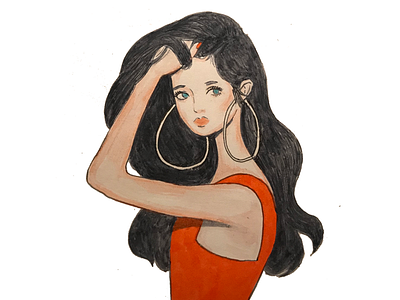 Expectation is a prison... beauty dark hair expectations girl illustration model pose red sketch sketchbook watercolor