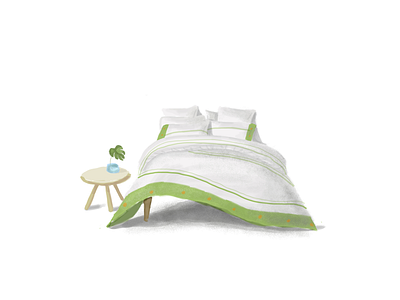 A bed... bed bed sheet bedroom green illustration plant