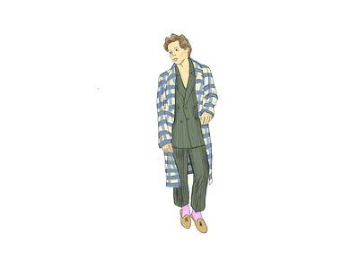 Harry styles in Gucci... coat fashion gucci harry styles illustrator