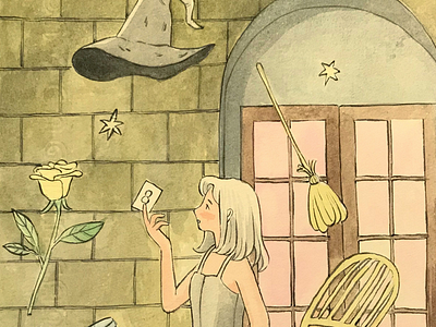 I want to have magic.. card float illustration magic watercolor witch