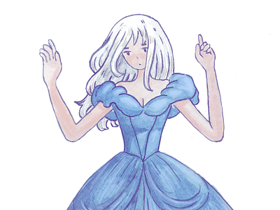 Hello! Princess! blue dress illustration princess princess dress sketch watercolor