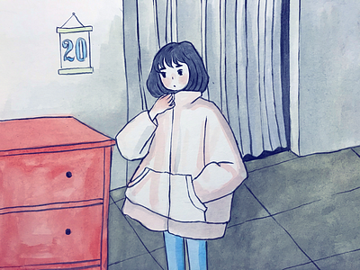 So cold... illustration sketch watercolor winter