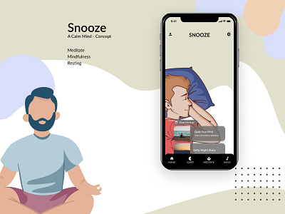 Snooze_ A calm mind concept app design ui ux vector web