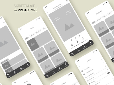 SNOOZE - Wireframe & prototype app design ui ux vector