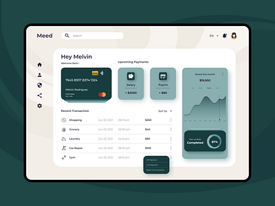 Meed - Payment Dashboard app concept dashboard dashboard design payment app payment dashboard ui ui design visualdesign web design
