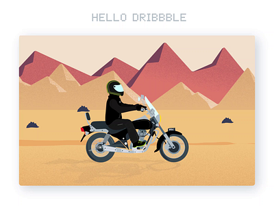 Hello Dribbblers ! 2d animation bike bike ride debut hello dribble illustration long drive motiongraphic motorbike motorcycle motorcyclist rider riding