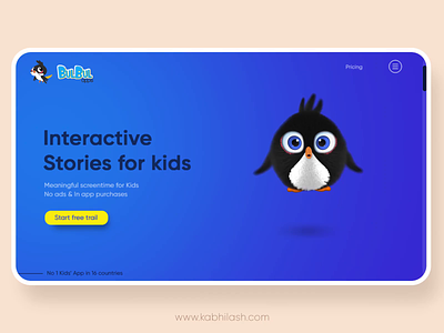 Kids App Landing Page 3d activities aftereffects animated app concept hands interactive interface kids landing page learning mobile motion graphics preschool stories ui web website design
