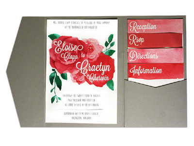 Red Roses Invitation Suite art design flowers graphic design illustration invitation invitations roses typography watercolor wedding